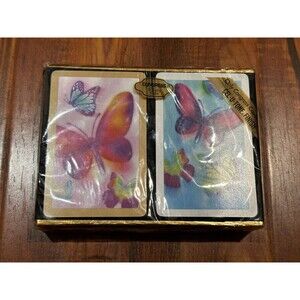 Vintage Congress Cel-U-Tone Butterfly Playing Cards 2-Pack - New & Sealed!